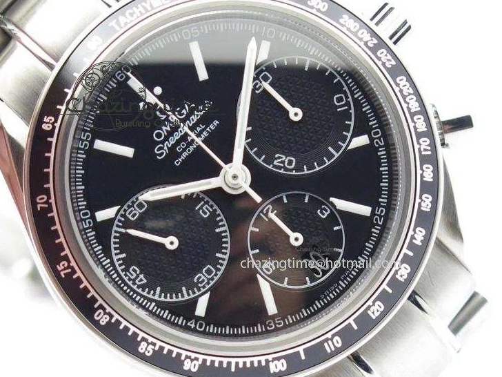 0228 Cozy Speedmaster Racing 40mm SS Black Dial On SS Bracelet A7750 ( Free Rubber Strap ) 8252